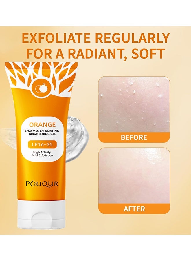 POUQUR Orange Enzymes Exfoliating Brightening Gel For Face & Body, Exfoliating Cleansing Gel Scrub, Orange Enzymes Exfoliatings Gels, Deep Clean Pores, Remove Blackheads & Moisturize Skin, Gentle Exfoliator, Natural Orange Peeling Gel - Image 5